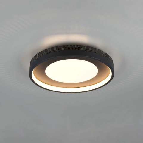 LED Deckenleuchte, Schwarz, Rund, Nachtlicht, 40 cm Ø