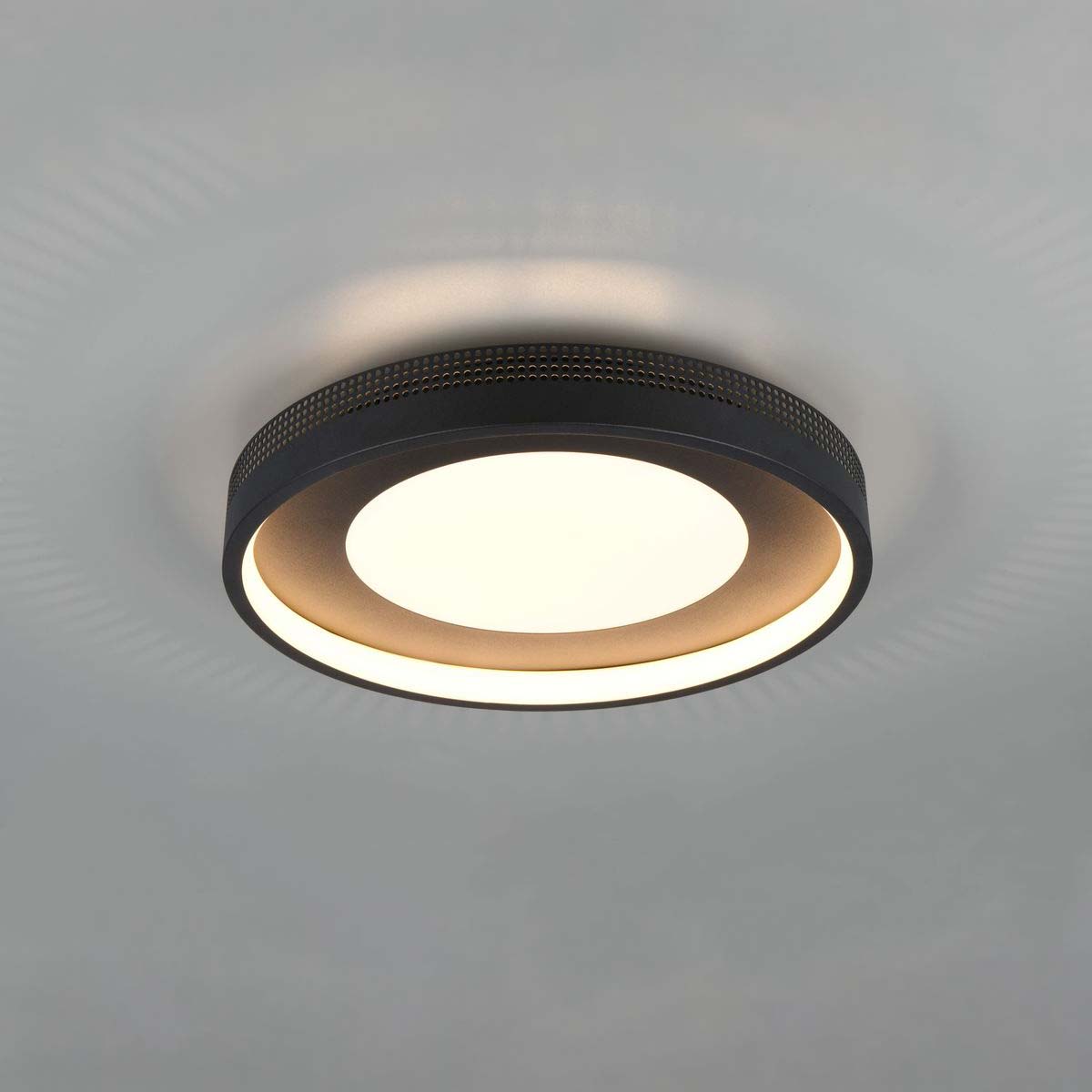 LED Deckenleuchte, Schwarz, Rund, Nachtlicht, 40 cm Ø