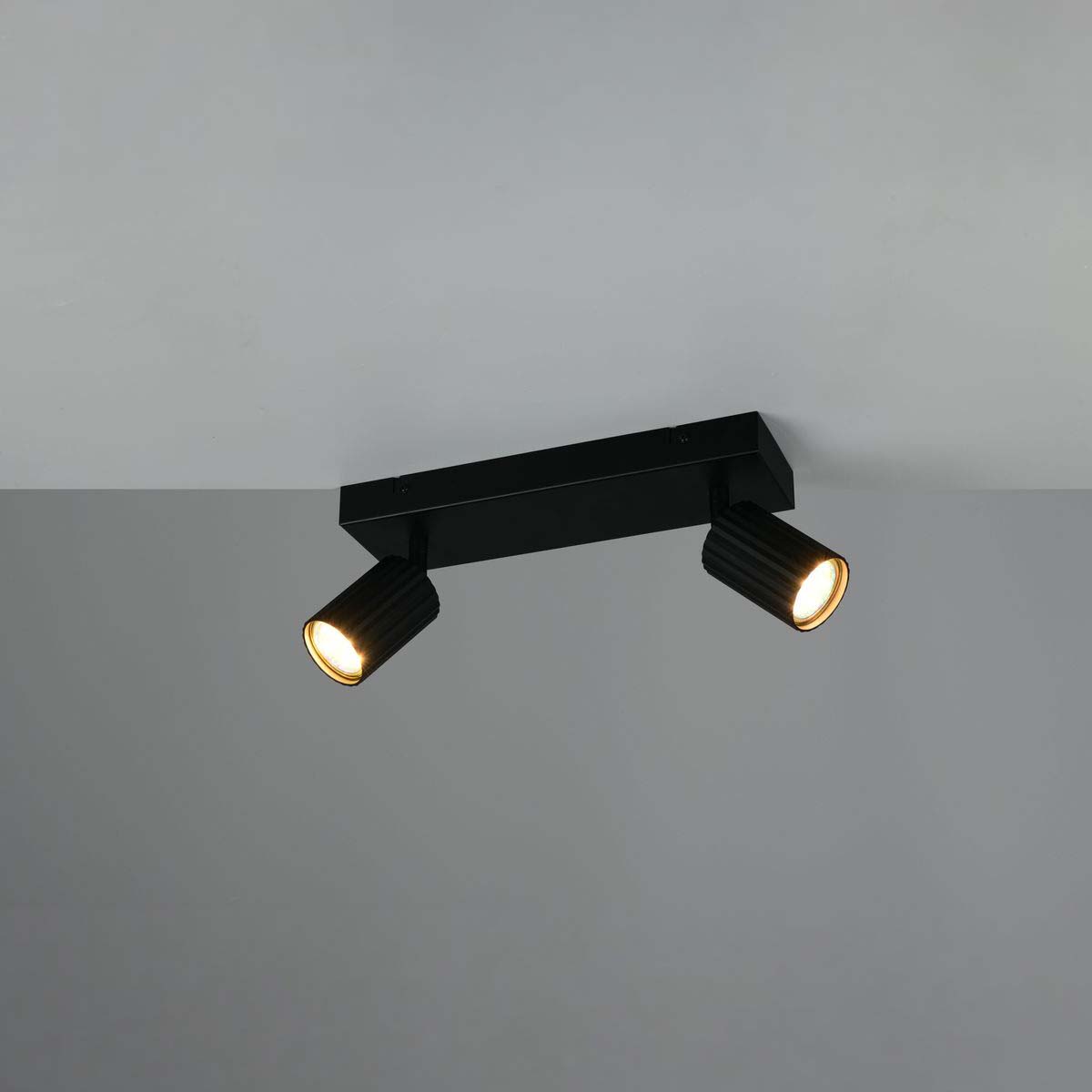 Strahler, Metall, Schwarz, Decke, Wand, 2er, 30 cm x 9 cm