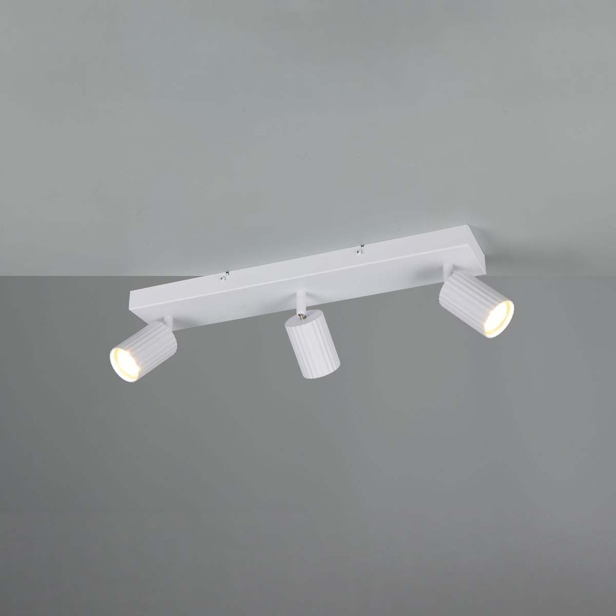 Strahler, Grau, Metall, 3 Spots, Schwenkbar, 50 cm x 9 cm