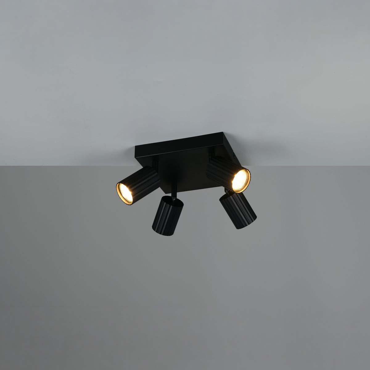 Strahler, 4er, Metall, Schwarz, 20 cm x 20 cm