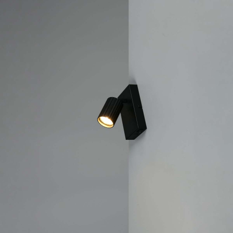 1er Strahler, Wandleuchte, Schwarz, FLEXconnect ready, Schalter, 15 cm Höhe