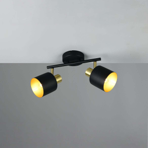 2er Strahler, Metall, Schwarz, Gold, 37 cm x 10 cm