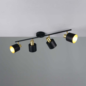 Deckenleuchte, 4er Strahler, Schwarz, Gold, Schwenkbar, 78 cm x 10 cm