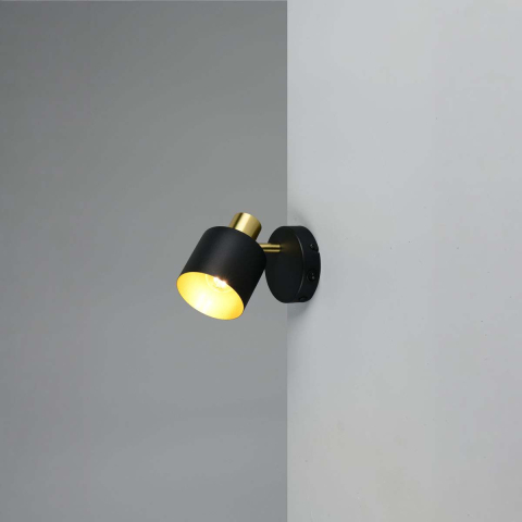 1er Strahler, Schwarz, Gold, FLEXconnect ready, Schalter, 17 cm Höhe