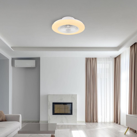 LED Deckenleuchte, Ventilator, Weiß, 50 cm Ø