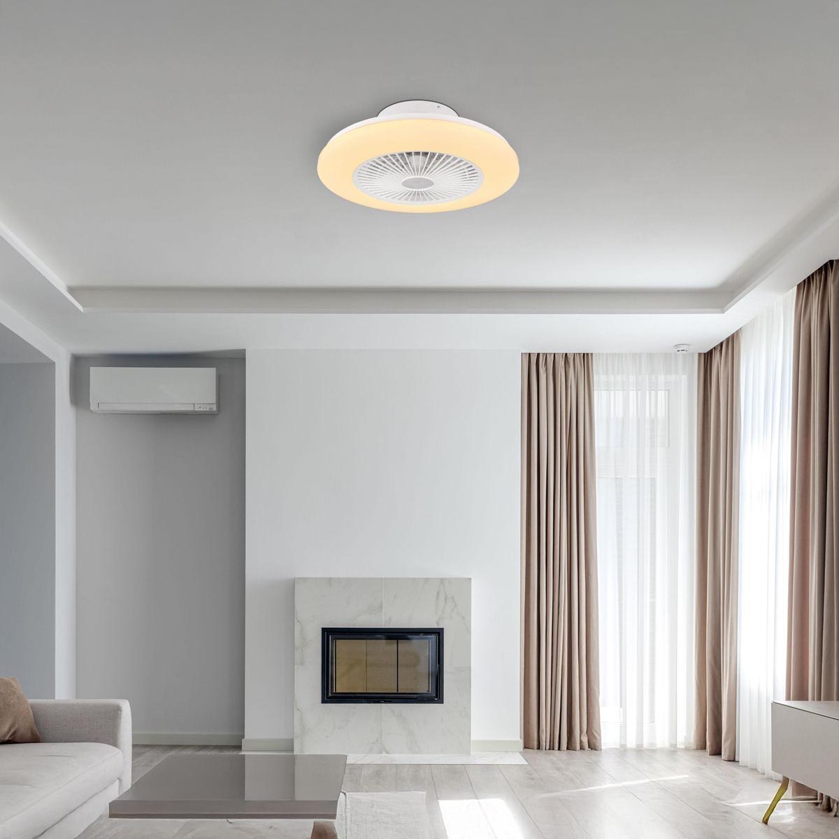 LED Deckenleuchte, Ventilator, Weiß, 50 cm Ø