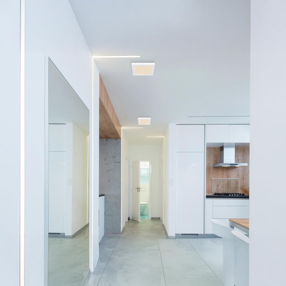 LED Deckenleuchte, Weiß, Kunststoff, Quadrat. Farbtemperaturwechsler, 17 cm x 17 cm