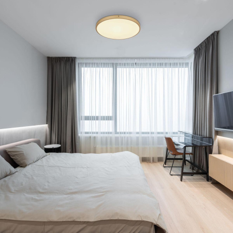 Plafonnier LED, laiton, rond, plat, Ø 45 cm
