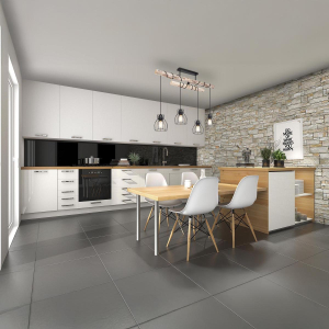 Pendelleuchte, Metall, Schwarz, 4 Strahler, 90 cm x 14 cm