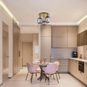 Deckenleuchte, Messing, Glas, Rauchfarbe, 3 Brennstellen, Ø 46 cm