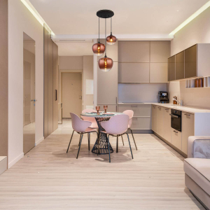 Pendelleuchte, Metall, Glas, Schwarz, Kupfer, 3 Lichtquellen, 48 cm Ø