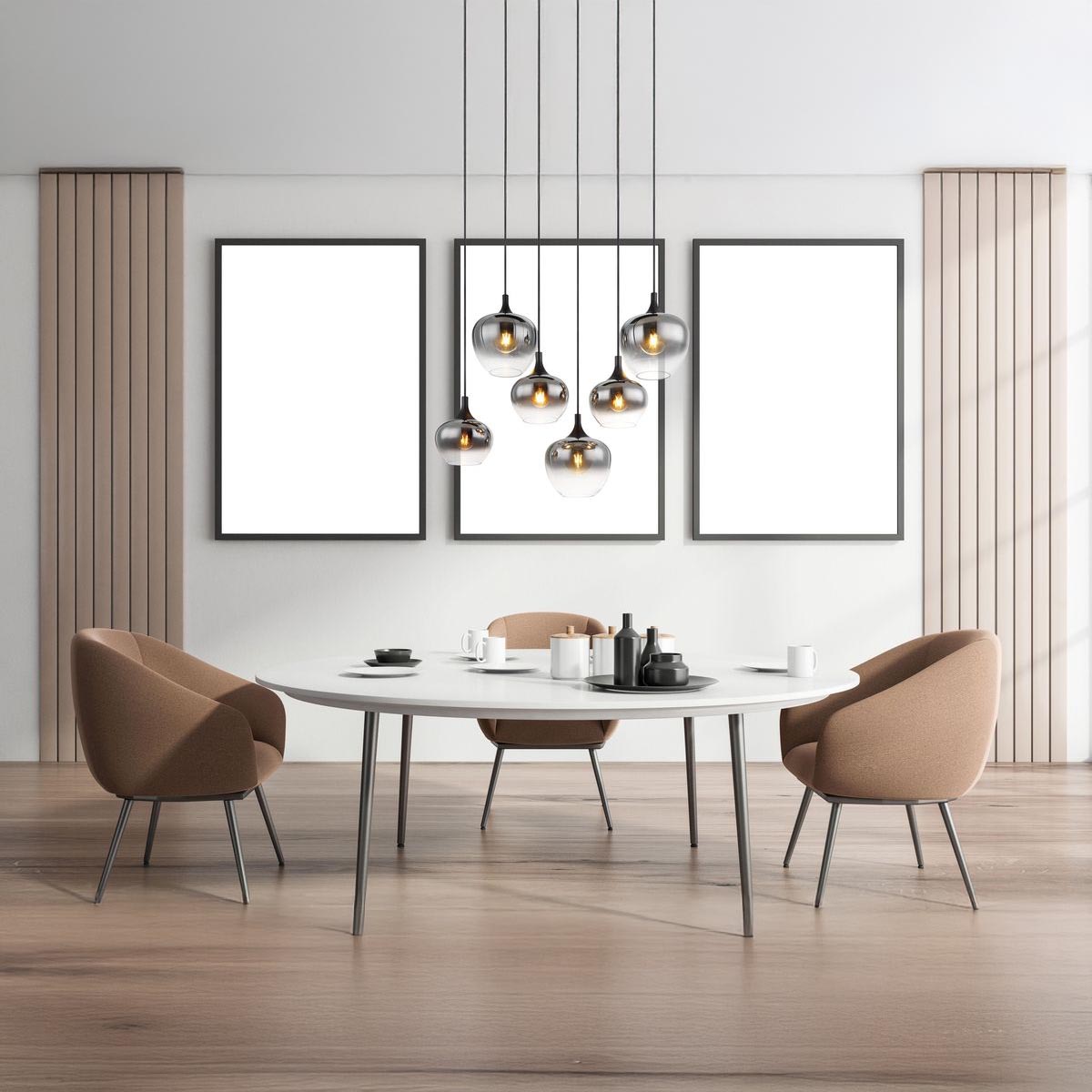 Pendelleuchte, Glas, Metall, Schwarz, Rauchfarbig, 86 cm x 42 cm