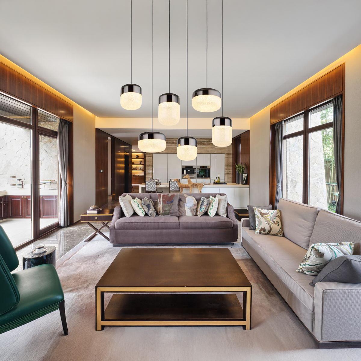 LED Pendelleuchte, Rund, Metall, Graphit, 80 cm Ø, 150 cm Hoch