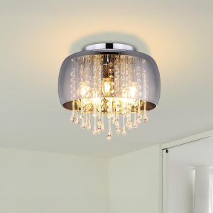Deckenleuchte, Metall, Glas, Rauchfarbe, 35 cm Ø
