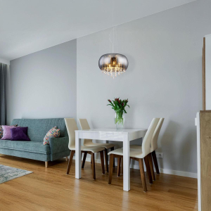 Pendelleuchte, Chrom, Metall, Glaskristalle, 120 cm Höhe