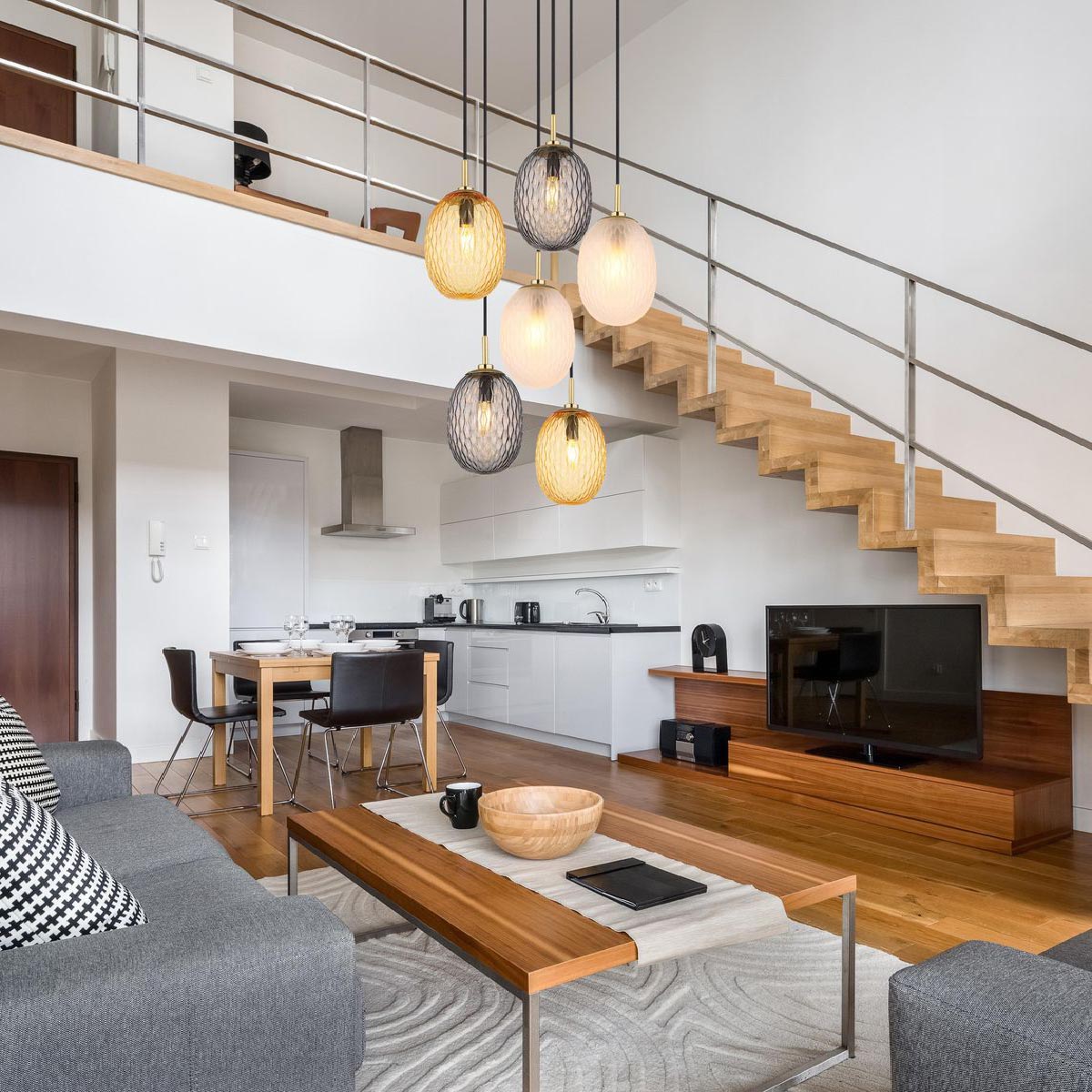 Suspension, métal, verre, doré, ambre, fumé, 47 cm de diamètre