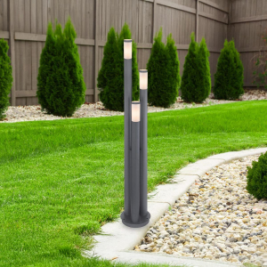 Aussen Stehleuchte, Edelstahl, Anthrazit, Opal, IP44, 170 cm Höhe