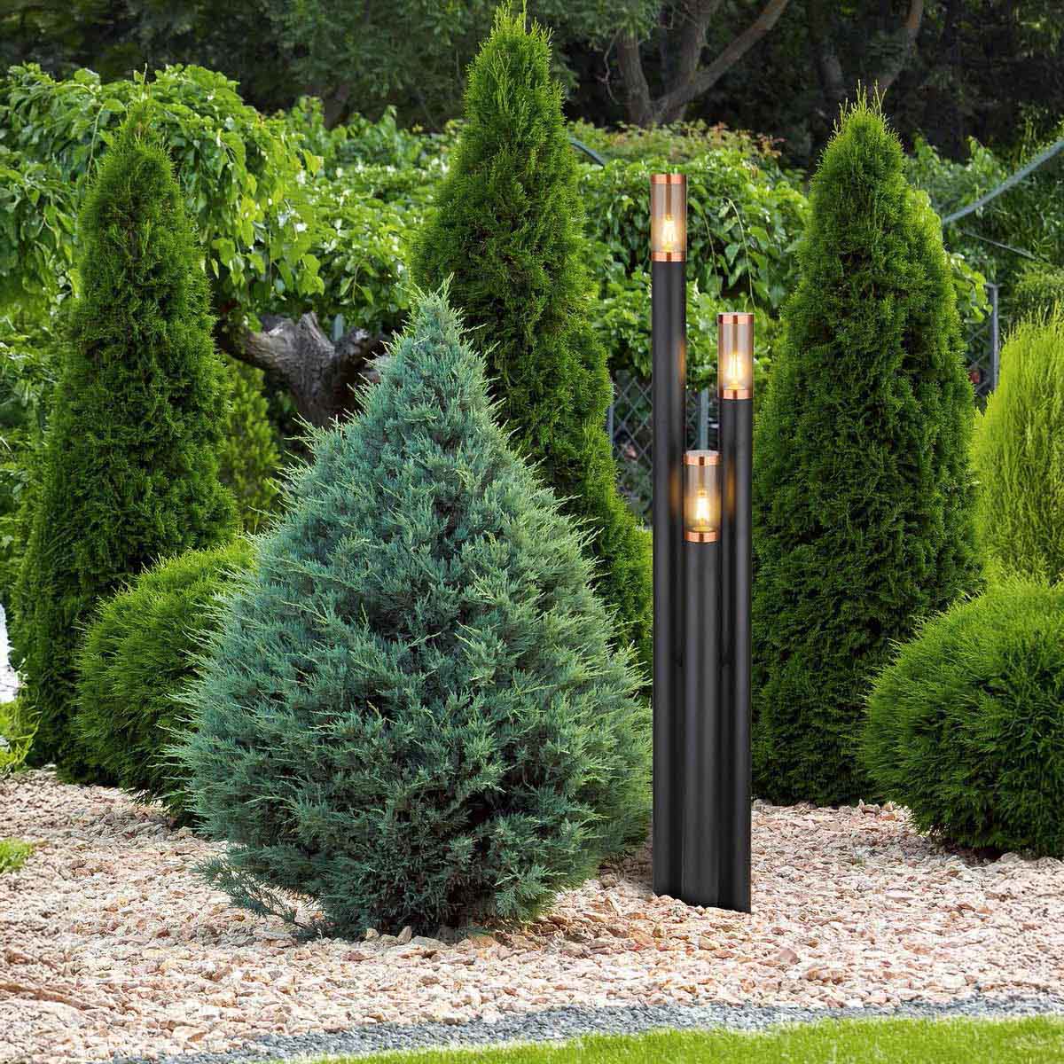 Aussen Sleuchte, Edelstahl, Schwarz, Rauchfarbe, 170 cm Höhe