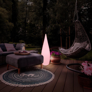 Außen Stehleuchte, Kunststoff, Opal, RGBW, Fernbedienung, IP44,120 cm