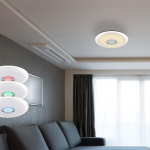 LED Deckenleuchte, Metall, Weiss, K5 Kristalle, RGB, CCT, Dimmer, 60 cm Ø