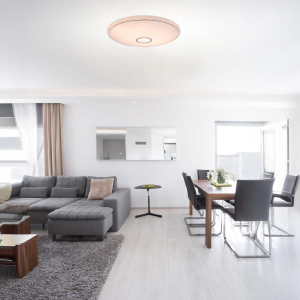 LED Deckenleuchte, Metall, Weiß, CCT, Timer, Dimmer, Fernbedienung, 68 cm Ø