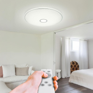 LED Deckenleuchte, Metall, Weiss, Timer, Fernbedienung, CCT, 79 cm Ø