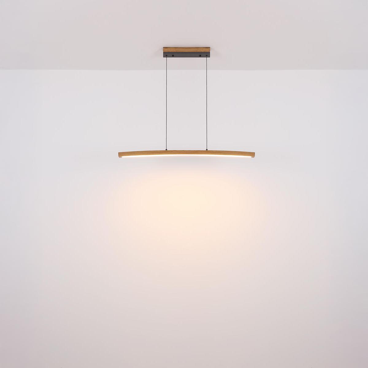 LED Pendelleuchte, Holzoptik, CCT, Dimmer, Höhe verstellbar, 100 cm x 7 cm