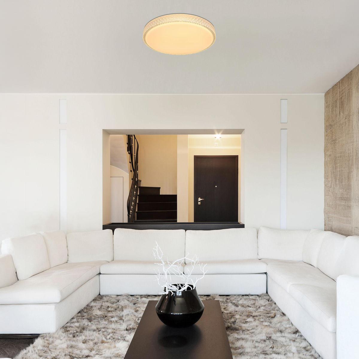 LED Deckenleuchte, Metall, Weiß, Timer, Dimmer, CCT, 60 cm Ø