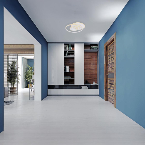 Smart Home LED Deckenleuchte, Metall, Weiß, CCT, Dimmer, 55 cm x 46 cm