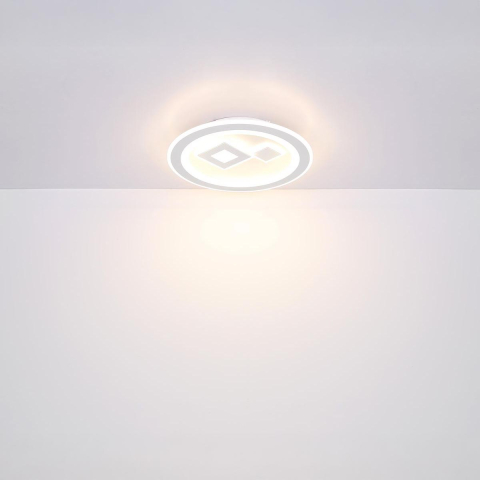 LED Deckenleuchte, Metall, Weiß, CCT, Dimmer, Fernbedienung, 47 cm Ø