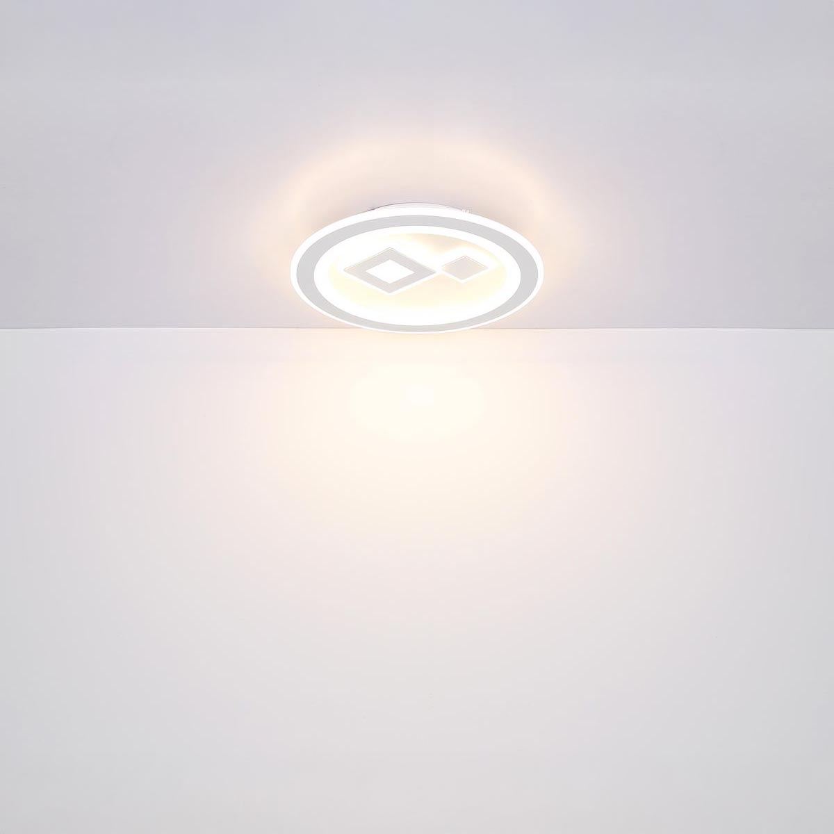 LED Deckenleuchte, Metall, Weiß, CCT, Dimmer, Fernbedienung, 47 cm Ø