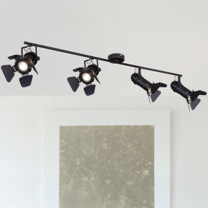 Strahler, Metall, Schwarz, 4er, Schwenkbar, 125 cm x 18 cm