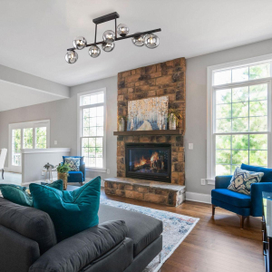 Deckenleuchte, LED, Metall, Glas, Kugelform, Schwarz, Rauchfarbe, 87 cm x 28 cm