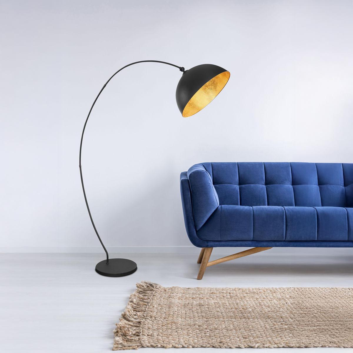 Bogenleuchte, Stehleuchte, Schwarz, Metall, 182 cm Höhe