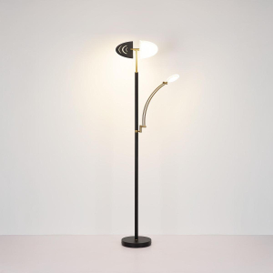 LED Stehleuchte, Deckenfluter, Leselicht, Acryl, Metall, Schwarz, Satiniert, Bronze, 183 cm Höhe