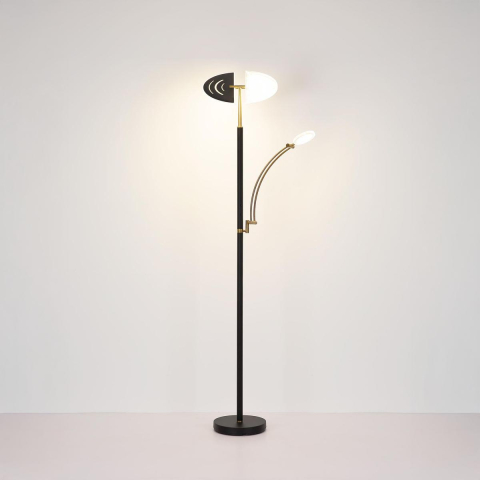 LED Stehleuchte, Deckenfluter, Leselicht, Acryl, Metall, Schwarz, Satiniert, Bronze, 183 cm Höhe