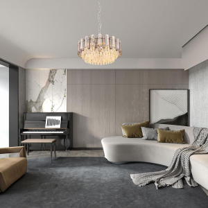 Kronleuchter, Pendelleuchte, Metall, Glas, Rauchfarbe, 59 cm Ø