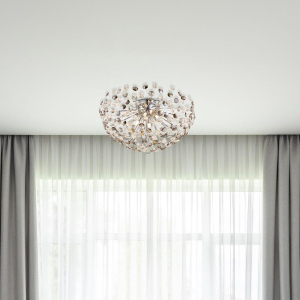 LED Deckenleuchte, Metall, K9 Kristalle, Rauchfarbe, 60 cm Ø