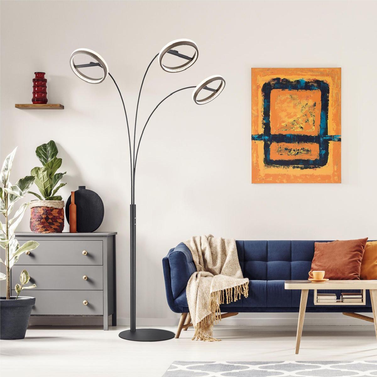 LED Stehleuchte, Metall, CCT, Touch Dimmer, Memoryfunktion, 190 cm Höhe