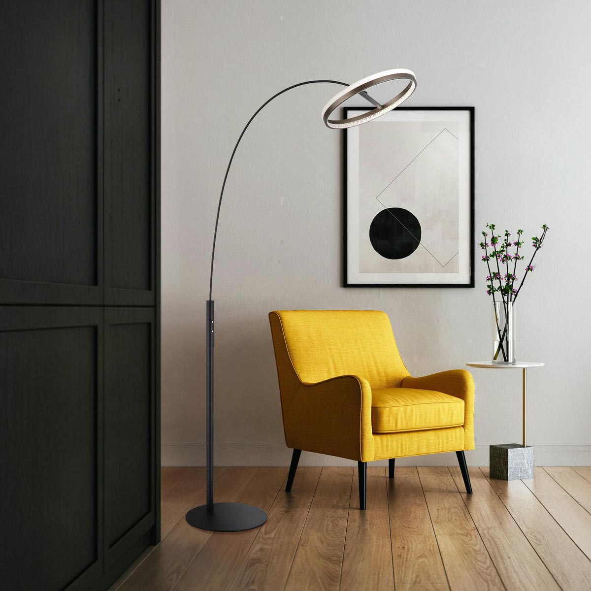 LED Stehleuchte, Schwarz, CCT, Dimmer, Touch, 190 cm Höhe