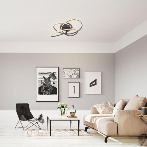Plafonnier LED, métal, noir, design incurvé, 60 cm de diamètre