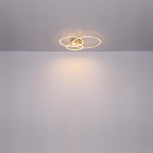 LED Deckenleuchte, Metall, Nickel, Ringe, 68 cm x 55 cm