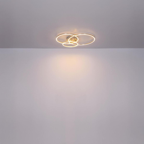 LED Deckenleuchte, Metall, Nickel, Ringe, 68 cm x 55 cm