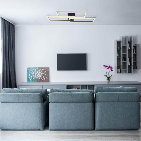 Smart LED Deckenleuchte, Schwarz, Fernbedienung, CCT, 90 cm x 40 cm