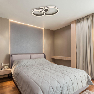 Plafonnier LED, métal, couleur titane, variateur, CCT, télécommande, 64 cm x 40 cm