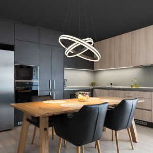 LED Pendelleuchte, Metall, Acryl, Titanfarbe, CCT, Dimmer, Fernbedienung, 60 cm Ø