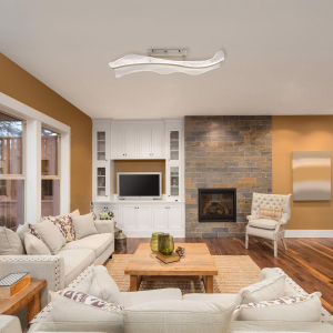 LED Deckenleuchte, Nickel, Dimmbar, CCT, Fernbedienung, 80 cm x 30 cm