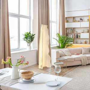 LED Stehleuchte, Nickel, Nachtlicht, Dimmer, CCT, Fernbedienung, 150 cm Höhe