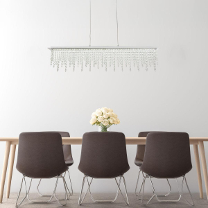 LED Pendelleuchte, Metall, K5 Kristalle, Fernbedienung, Dimmer, CCT, 90 cm x 11 cm